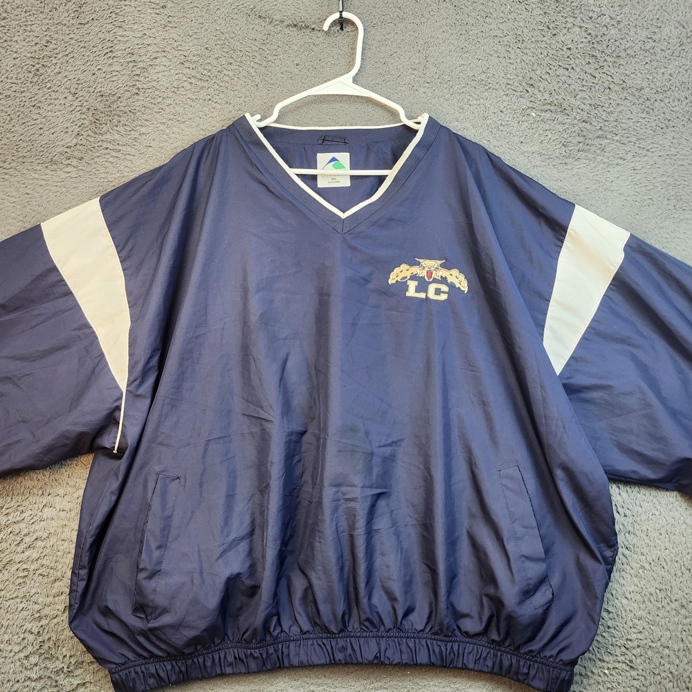 Augusta Sportswear V Neck Windshirt Pullover Jacket Mens 4XL Navy LC Wildcats